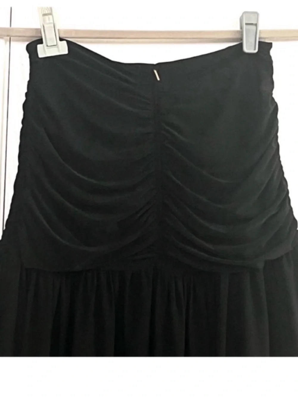 Misa Los Angeles Dalida Black Strapless Ruched Midi Skirt Size Large